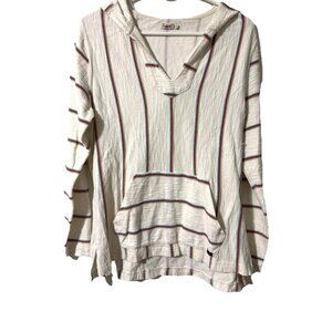 Faherty Cream Stripe Baja Hoodie Women's Size Medium